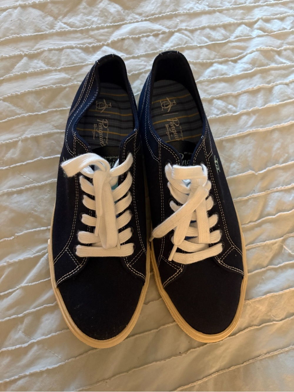 Original Penguin Men's Navy Canvas Sneakers with White Laces